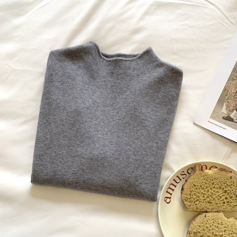 Damen-Strickpullover mit kleinem Stehkragen