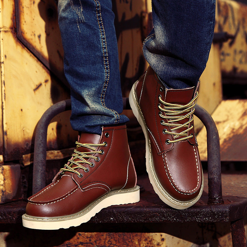 Herren-Lederstiefel, gefüttert, mit Absatz