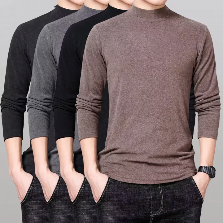 Herren-Langarmshirt mit Stehkragen, gefüttert