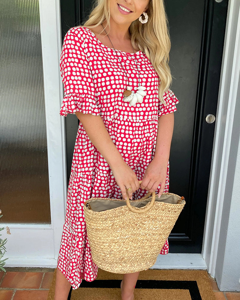 Echoarchiv | Midikleid mit Rundhalsausschnitt und Polka-Dot-Print