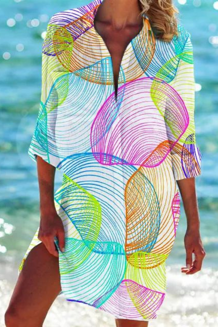 Echoarchiv - Lange Strandbluse mit Meeresmotiv