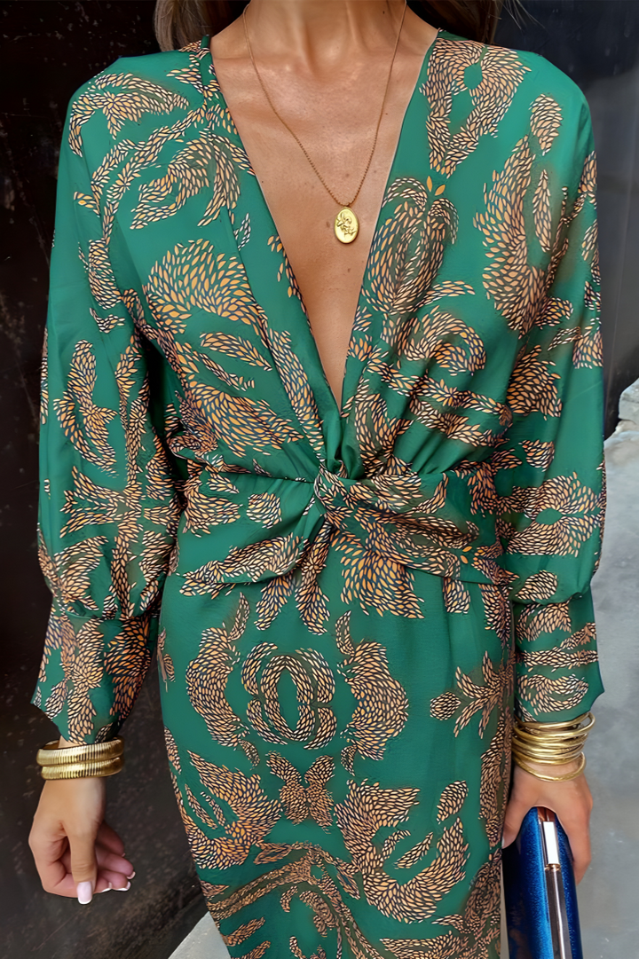 Echoarchiv | Knotendes V-Ausschnitt Maxikleid