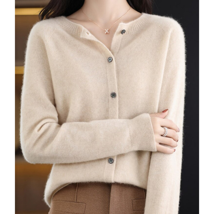 Echoarchiv | Merinowolle Damen O-Ausschnitt gestrickte Strickjacke Pullover