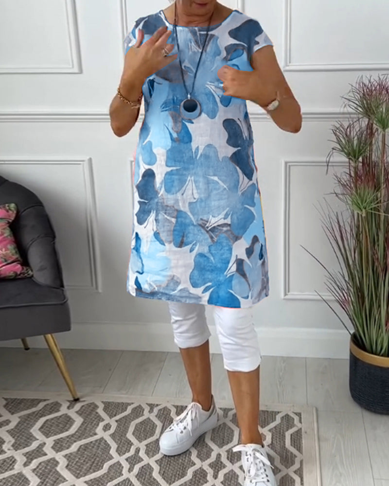 Echoarchiv | Lässiges Longtop mit Farbenfrohem Blumenprint