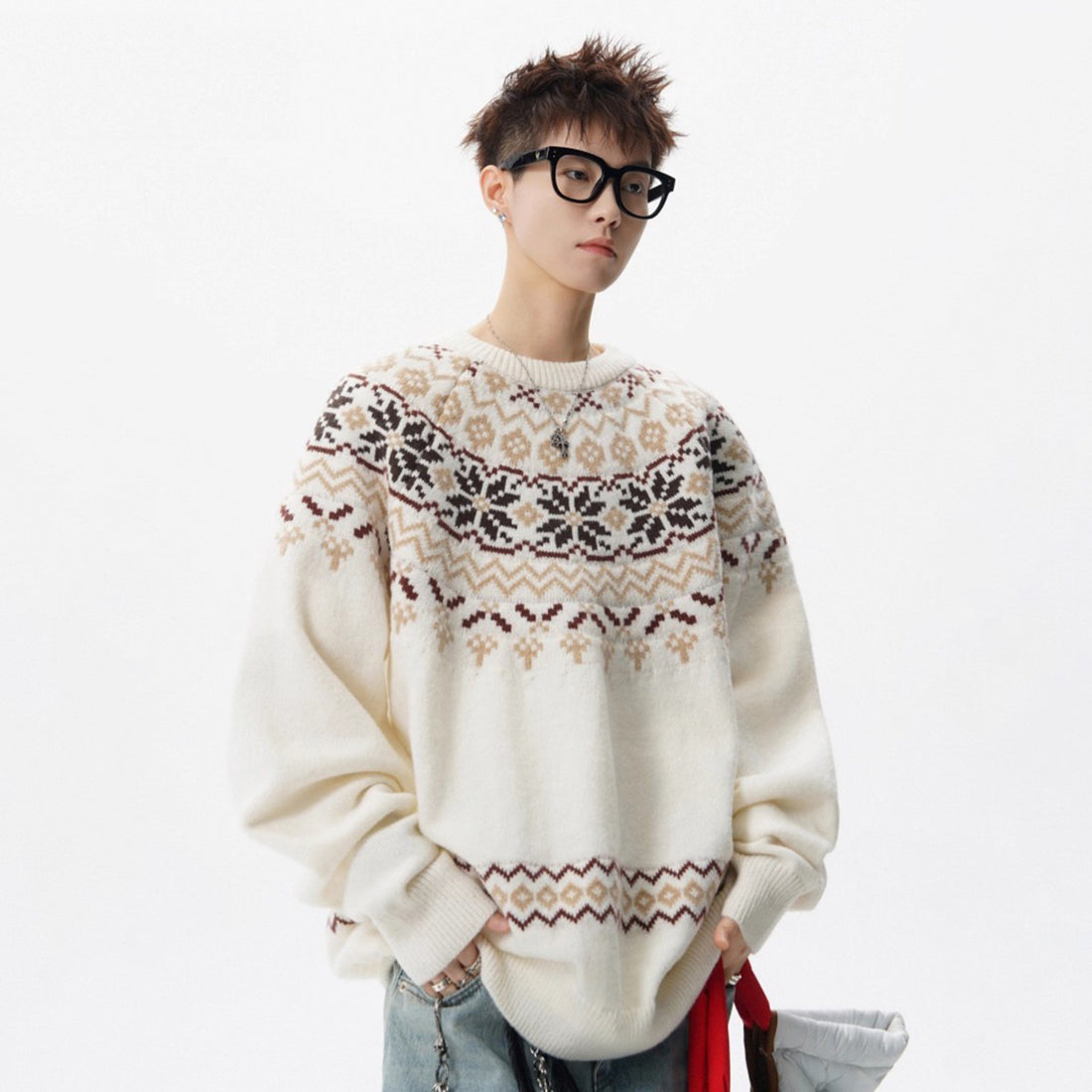 Fair Isle Strickpullover für Herren, weihnachtliches Design