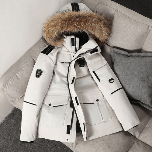 Gefütterte Herren-Daunenjacke mit Kragen