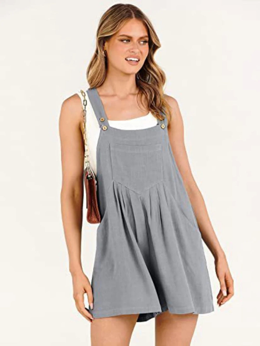 Echoarchiv | Jumpsuit-Shorts aus Baumwolle und Leinen mit weitem Bein