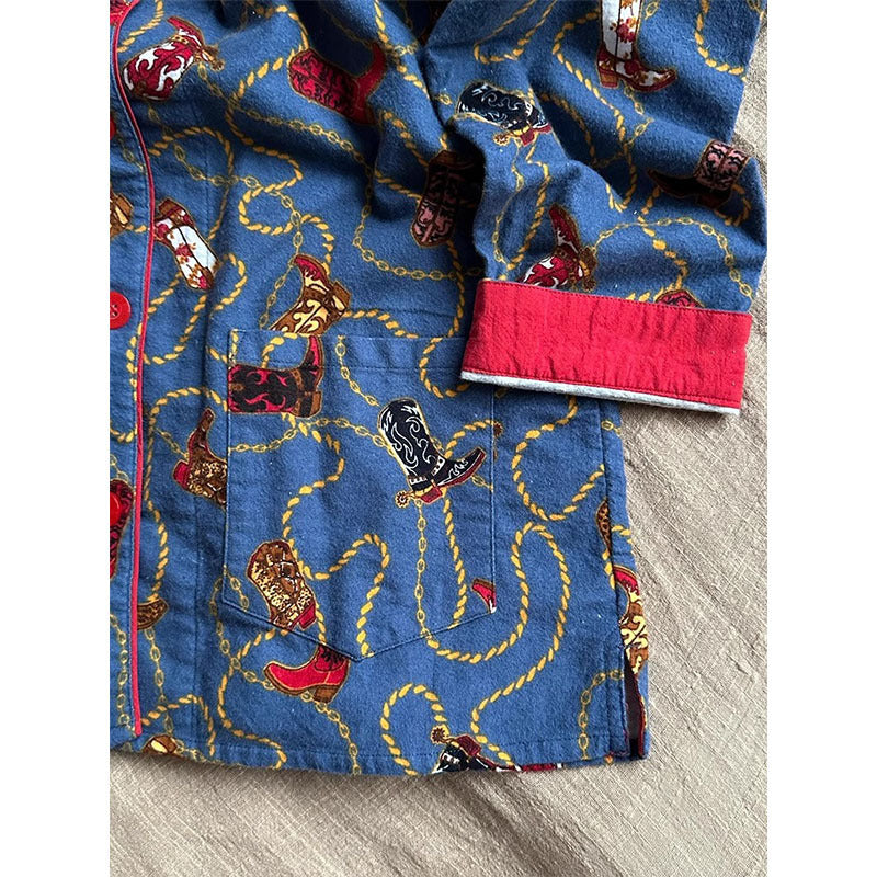 Damen-Hausanzug mit Cartoon-Print, Langarm