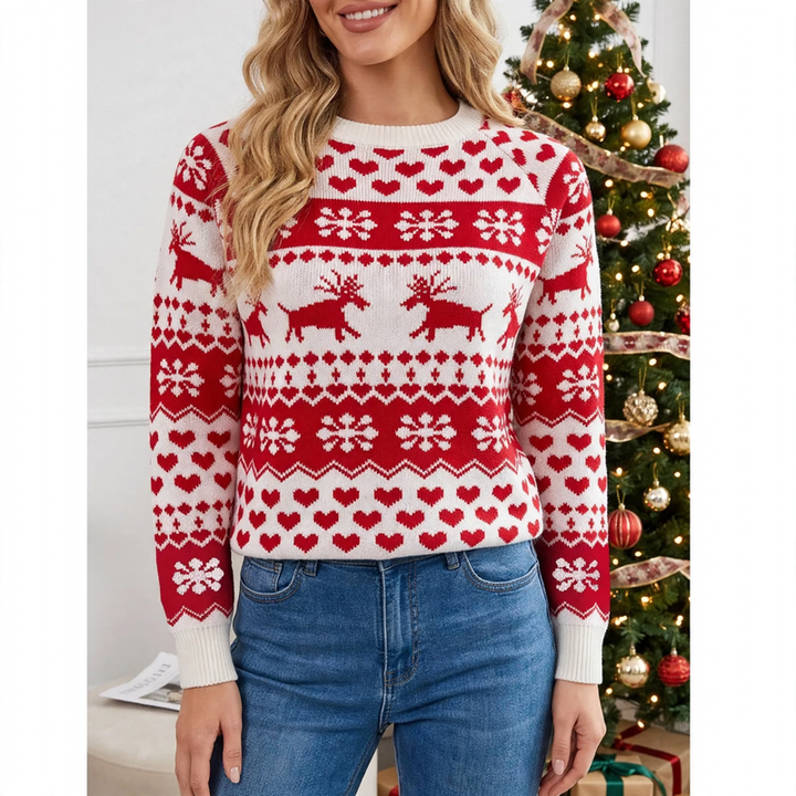 Fair-Isle Strickpullover mit Rentier-Motiv