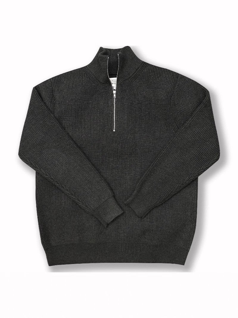 Unisex-Strickpullover mit Reißverschluss und Stehkragen