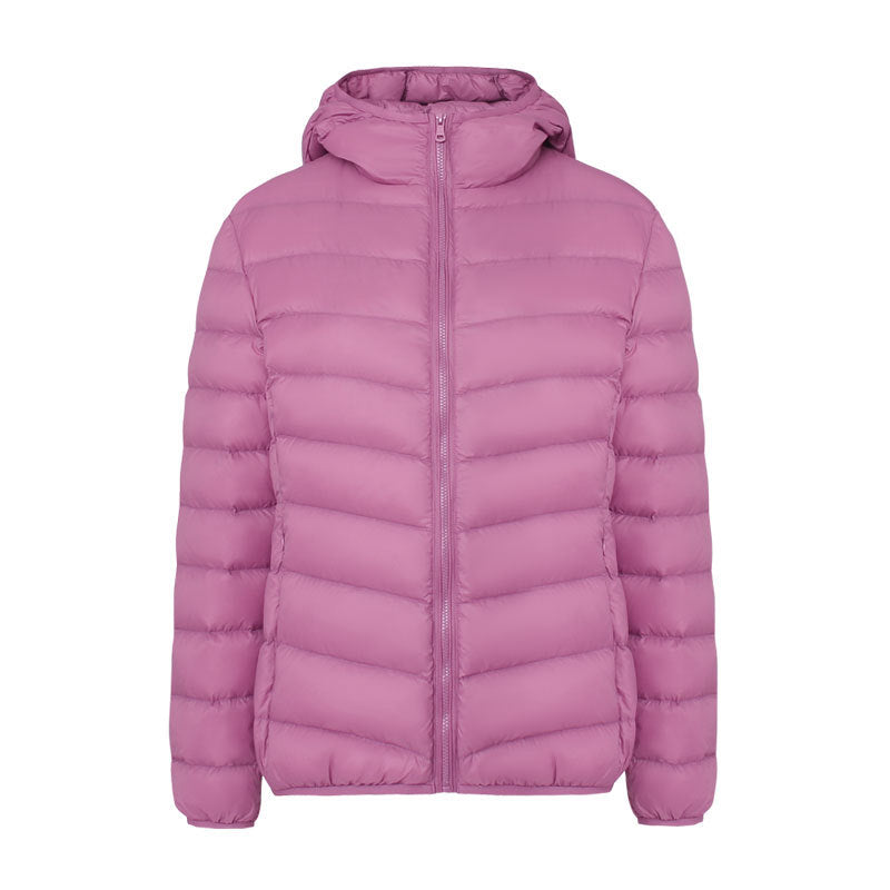 Leichte Damen-Daunenjacke mit Kapuze, wasserabweisend