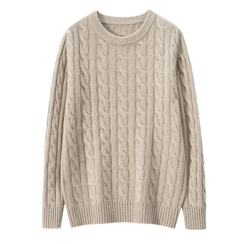 Herren-Kaschmirpullover, Zopfmuster, schweres Strickdesign