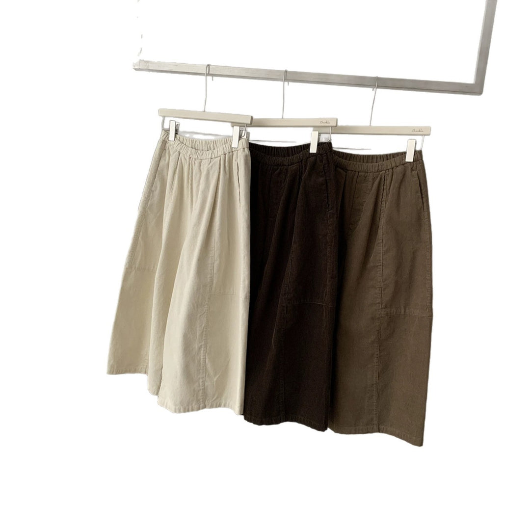 Damen-Kordhose, weit geschnitten, 7/8-Länge