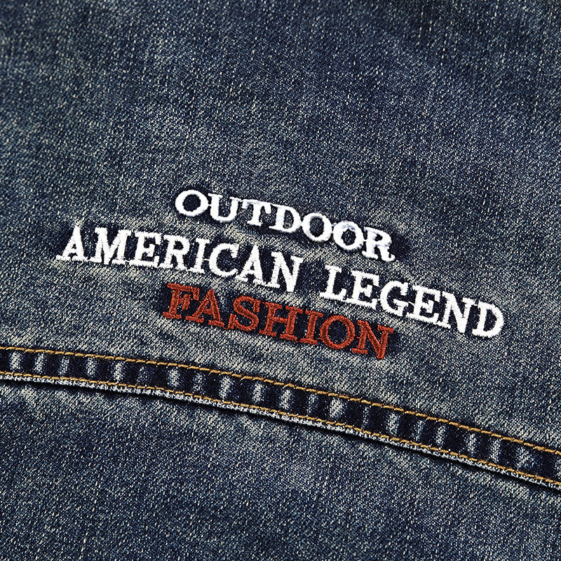 Herren Jeansblouson im Vintage‑Workwear‑Look mit Umlegekragen und Ziernähten – Denvaro