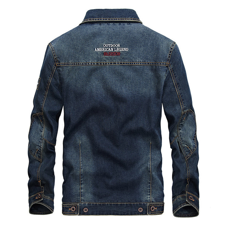 Herren Jeansblouson im Vintage‑Workwear‑Look mit Umlegekragen und Ziernähten – Denvaro