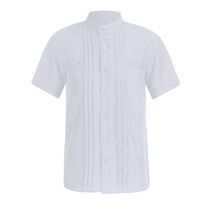 Herren Kurzarmhemd mit elegantem Stehkragen und strukturiertem Design Echoarchiv