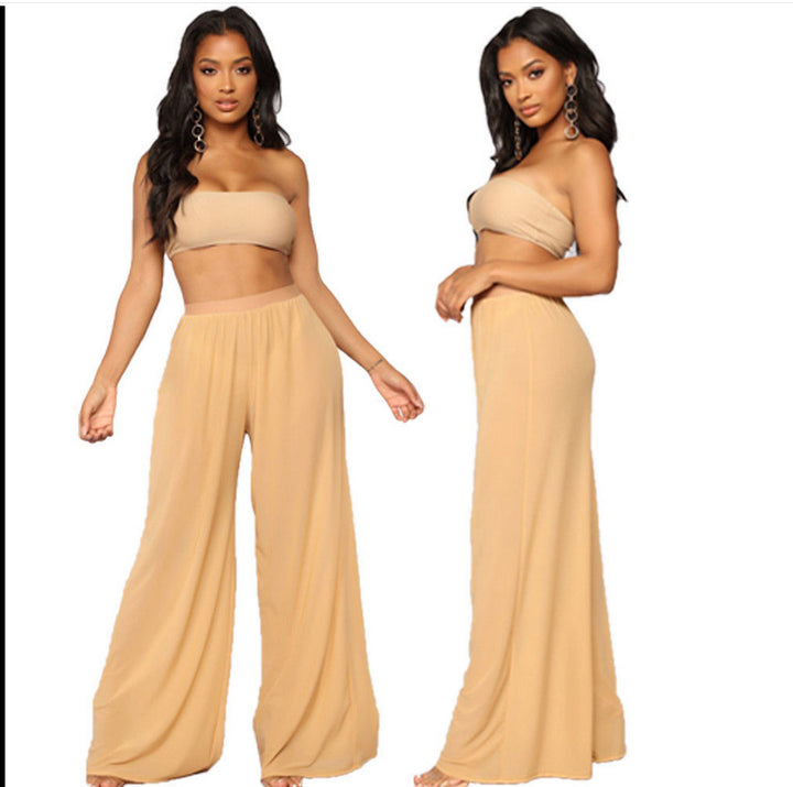 Damen Weit geschnittene Sommerhose mit elastischem Bund und passendem Crop-Top Echo Archiv