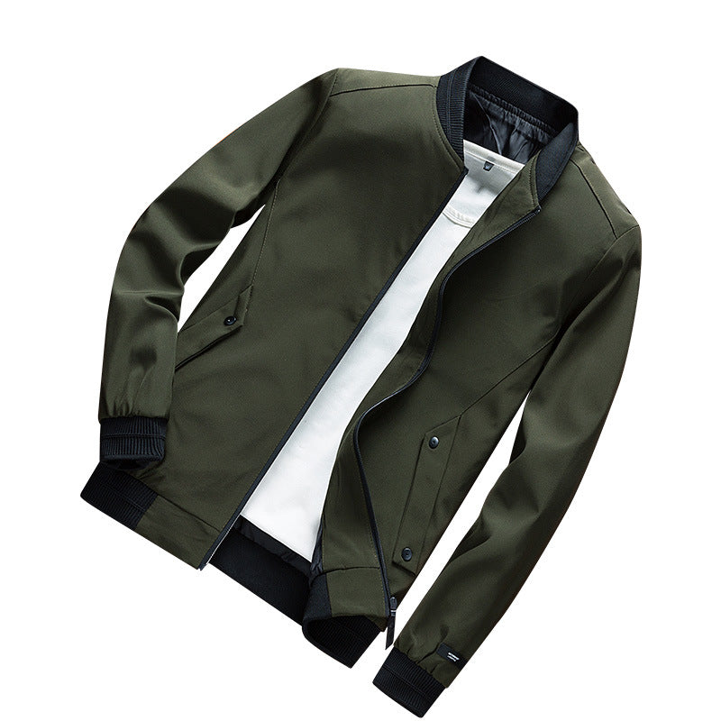 Herren Leichte Urban Bomberjacke mit Rippbündchen, Stehkragen und Druckknopftaschen Echoarchiv