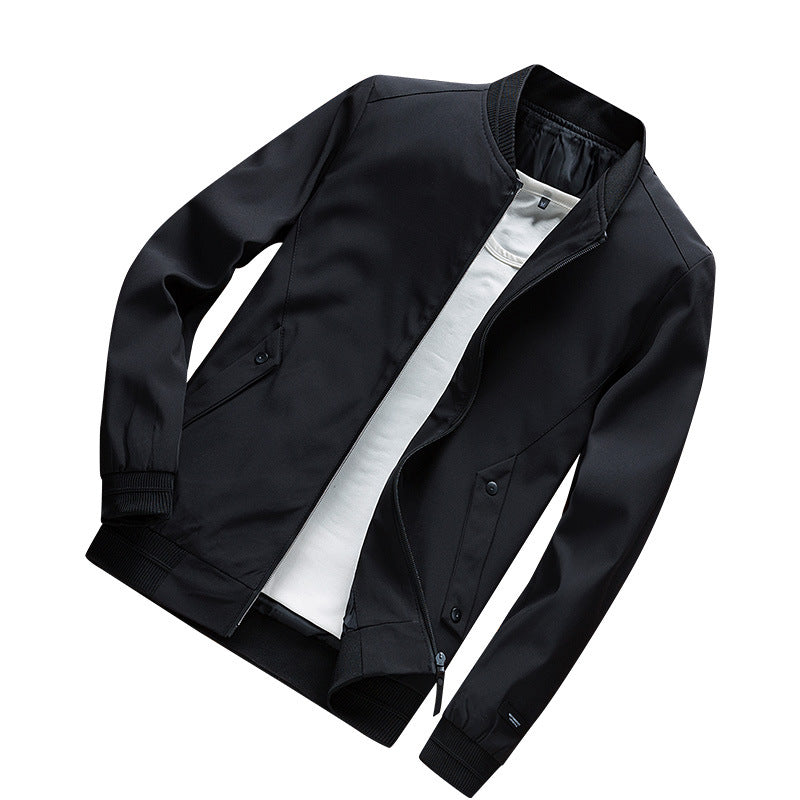 Herren Leichte Urban Bomberjacke mit Rippbündchen, Stehkragen und Druckknopftaschen Echoarchiv