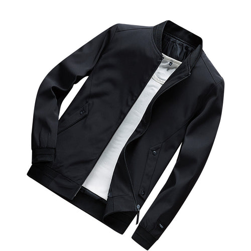 Herren Leichte Urban Bomberjacke mit Rippbündchen, Stehkragen und Druckknopftaschen Echoarchiv