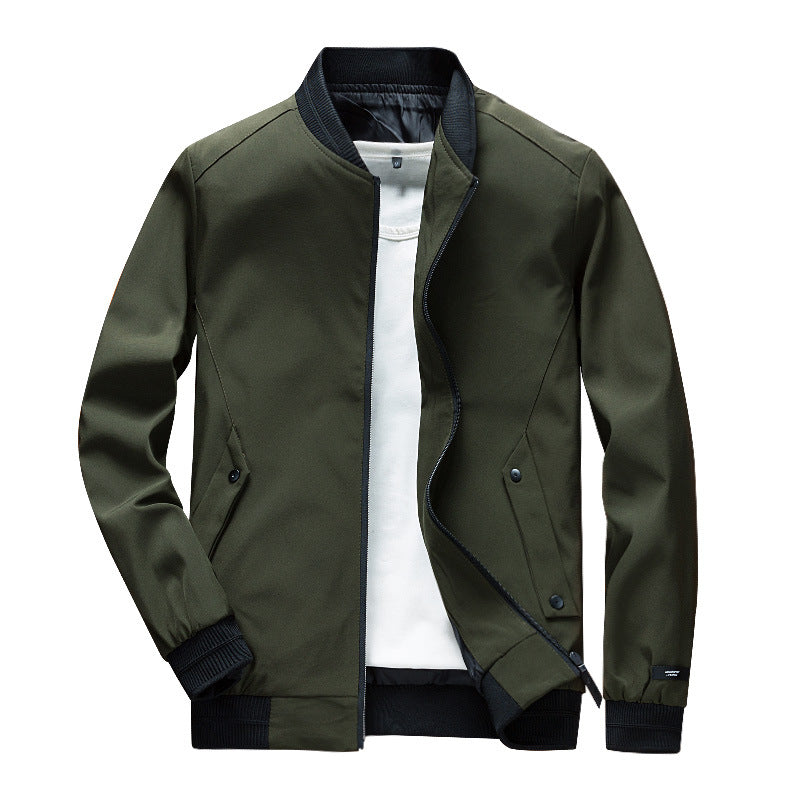 Herren Leichte Urban Bomberjacke mit Rippbündchen, Stehkragen und Druckknopftaschen Echoarchiv