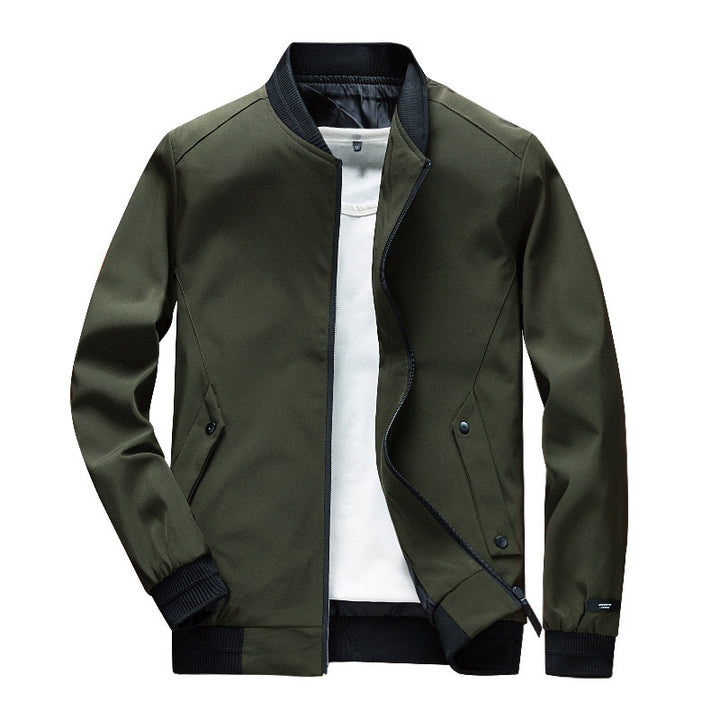Herren Leichte Urban Bomberjacke mit Rippbündchen, Stehkragen und Druckknopftaschen Echoarchiv