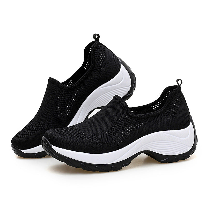 Damen nan gestrickter Slip-On-Walkingschuh mit versteckter Keilsohle und zweischichtiger Dämpfung Echo Archiv