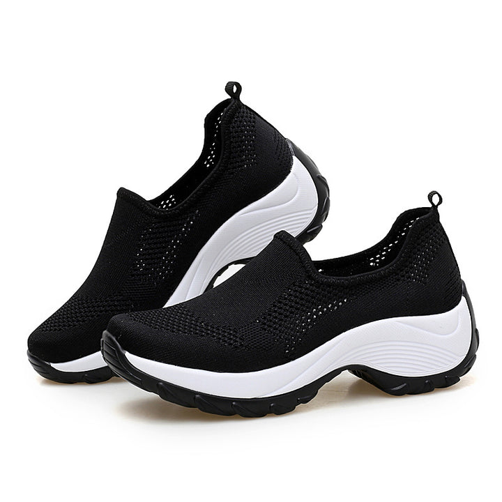 Damen nan gestrickter Slip-On-Walkingschuh mit versteckter Keilsohle und zweischichtiger Dämpfung Echo Archiv