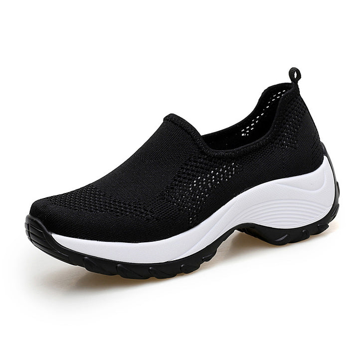 Damen nan gestrickter Slip-On-Walkingschuh mit versteckter Keilsohle und zweischichtiger Dämpfung Echo Archiv