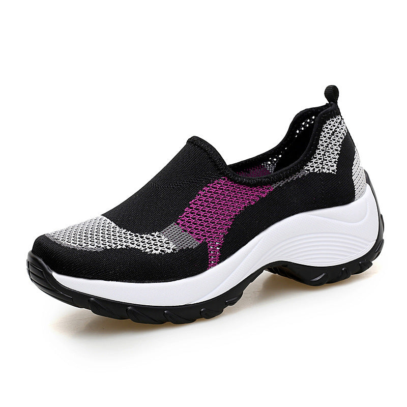 Damen nan gestrickter Slip-On-Walkingschuh mit versteckter Keilsohle und zweischichtiger Dämpfung Echo Archiv