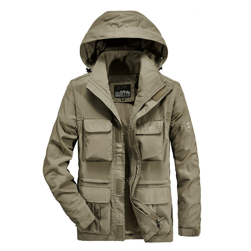 Herren leichter Fieldparka mit Kapuze, Multifunktionstaschen und atmungsaktivem Mesh‑Futter Echoarchiv