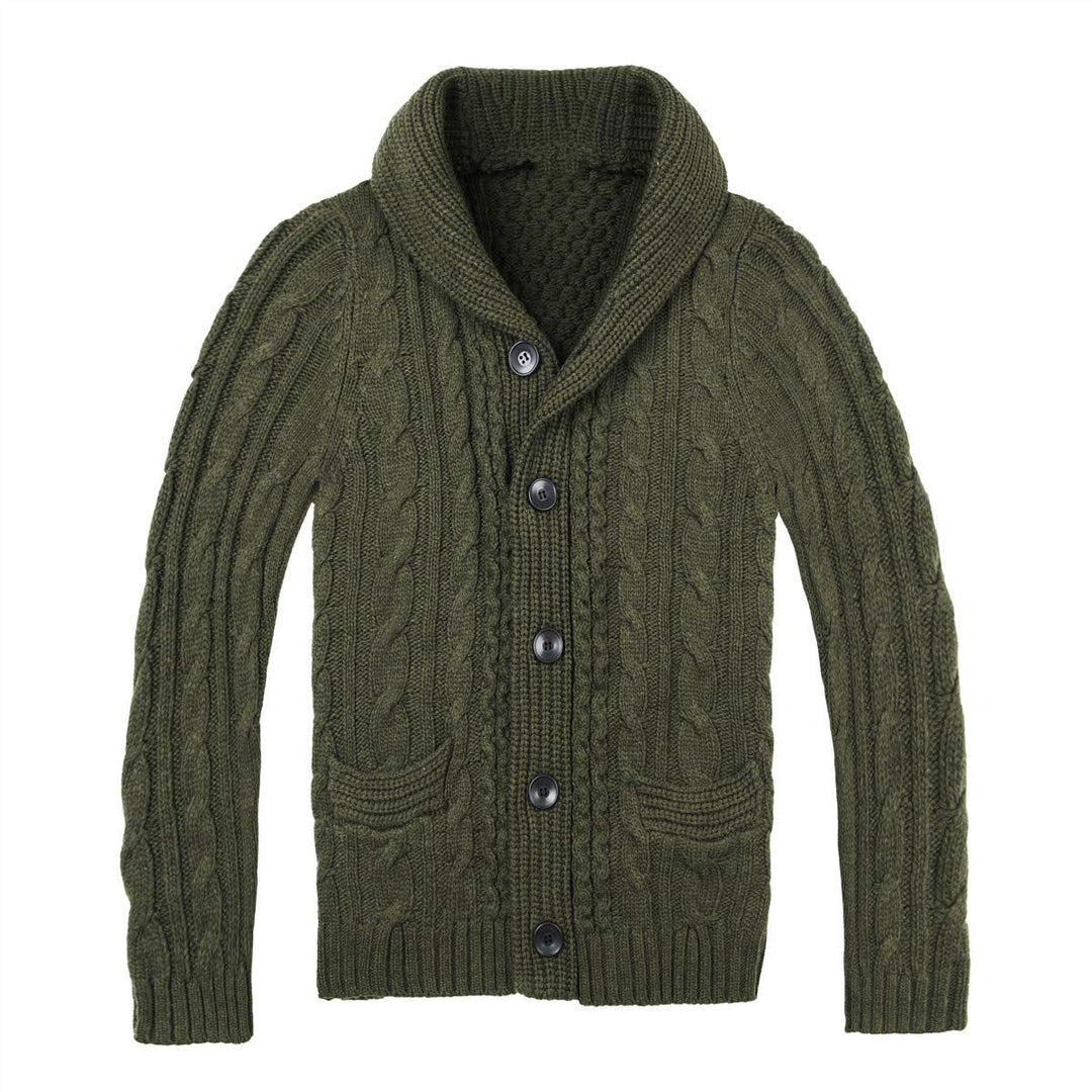 Herren Strickjacke mit klassischem Zopfmuster und praktischen Taschen Echoarchiv