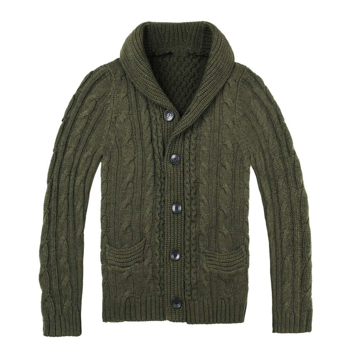 Herren Strickjacke mit klassischem Zopfmuster und praktischen Taschen Echoarchiv