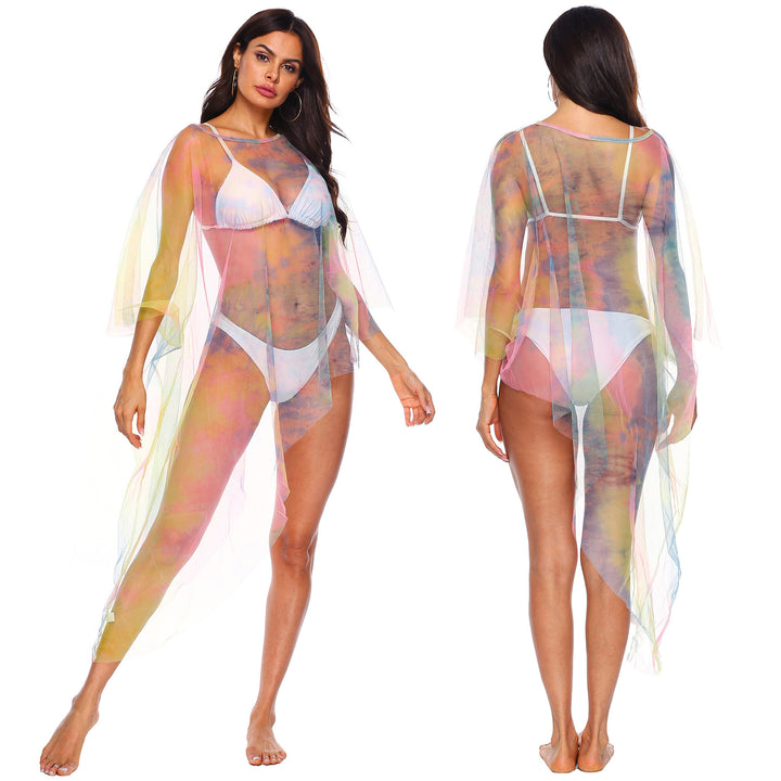 Damen transparenter Strandüberwurf mit bunten Akzenten Echo Archiv