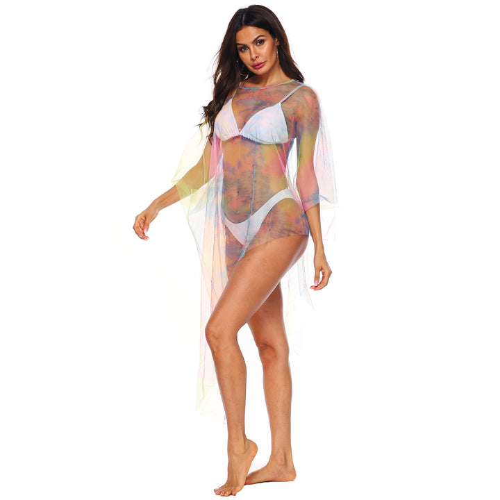 Damen transparenter Strandüberwurf mit bunten Akzenten Echo Archiv