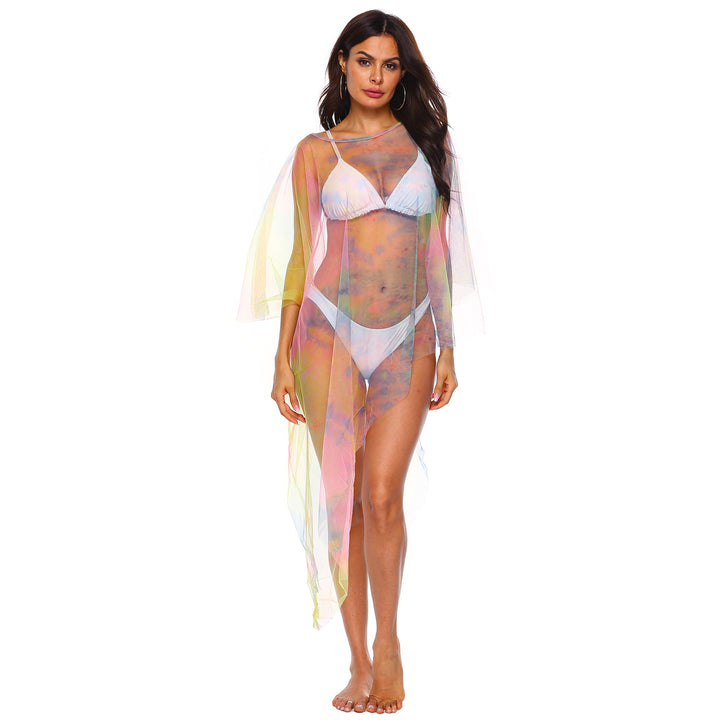 Damen transparenter Strandüberwurf mit bunten Akzenten Echo Archiv