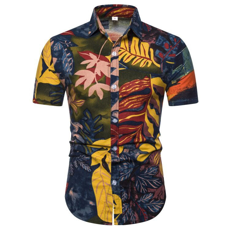 Herren Kurzarmhemd mit kreativen Patchwork-Designs Echoarchiv
