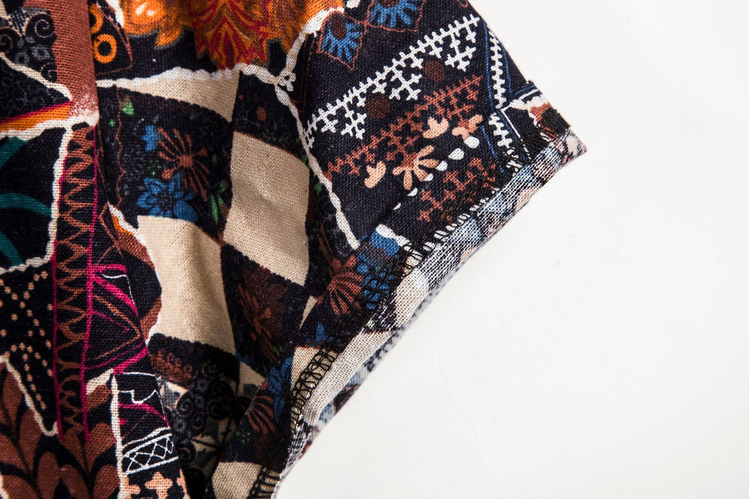 Herren Kurzarmhemd mit kreativem Patchwork-Design Echoarchiv