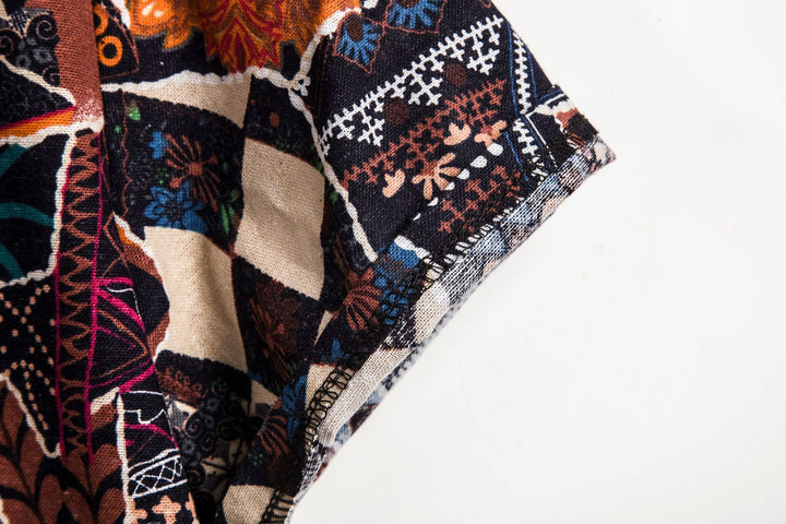 Herren Kurzarmhemd mit kreativem Patchwork-Design Echoarchiv
