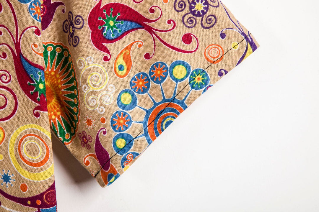 Herren Kurzarmhemd mit kreativem Paisleymuster und modischem Stehkragen Echoarchiv