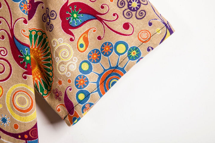 Herren Kurzarmhemd mit kreativem Paisleymuster und modischem Stehkragen Echoarchiv
