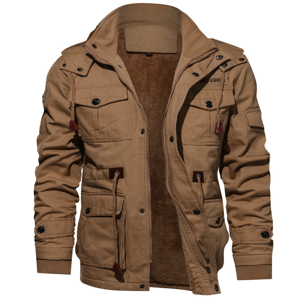 Herren nan gefütterte Utility-Feldjacke mit weichem Teddyfutter, integriertem Kragen, Kordelzugtaillierung und Mehrzwecktaschen Echo Archiv