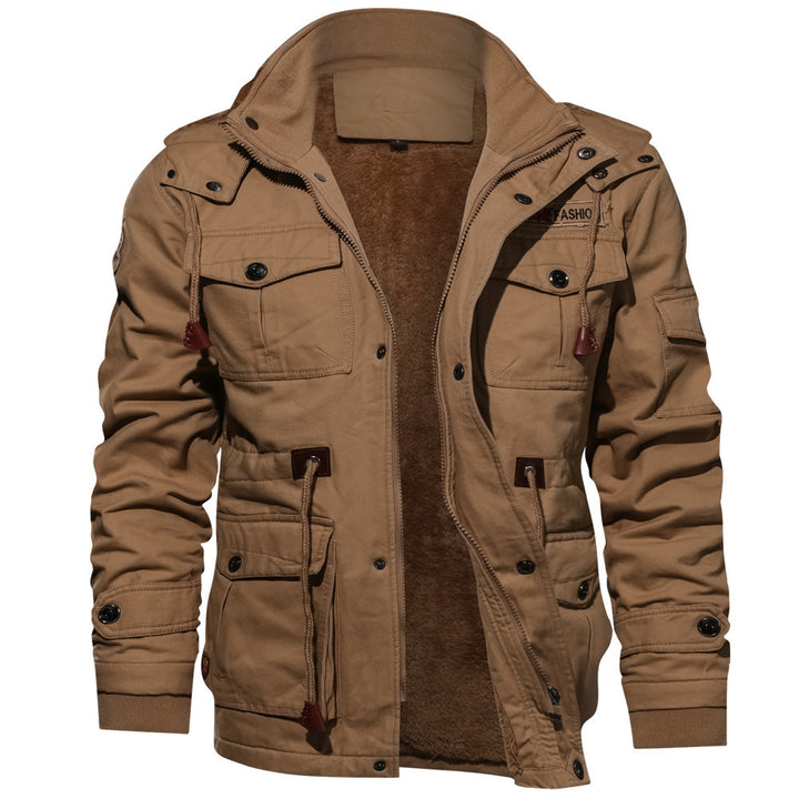 Herren nan gefütterte Utility-Feldjacke mit weichem Teddyfutter, integriertem Kragen, Kordelzugtaillierung und Mehrzwecktaschen Echo Archiv