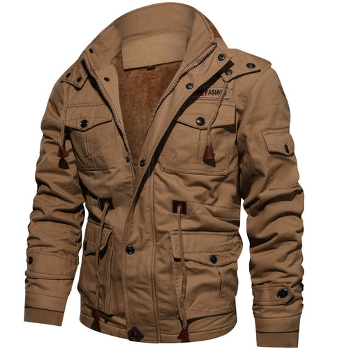 Herren nan gefütterte Utility-Feldjacke mit weichem Teddyfutter, integriertem Kragen, Kordelzugtaillierung und Mehrzwecktaschen Echo Archiv