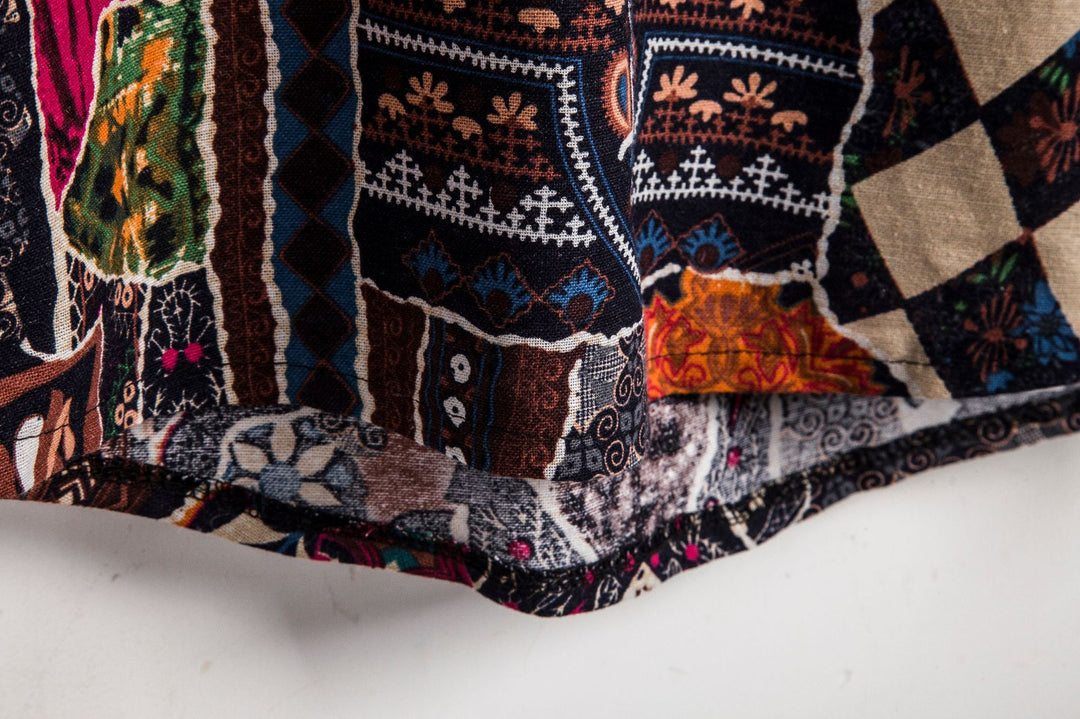 Herren Kurzarmhemd mit kreativem Patchwork-Design Echoarchiv