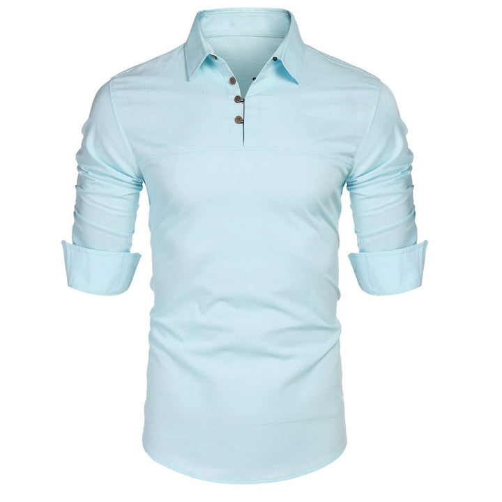 Herren elegantes Langarmhemd mit Knopfdetails Echoarchiv