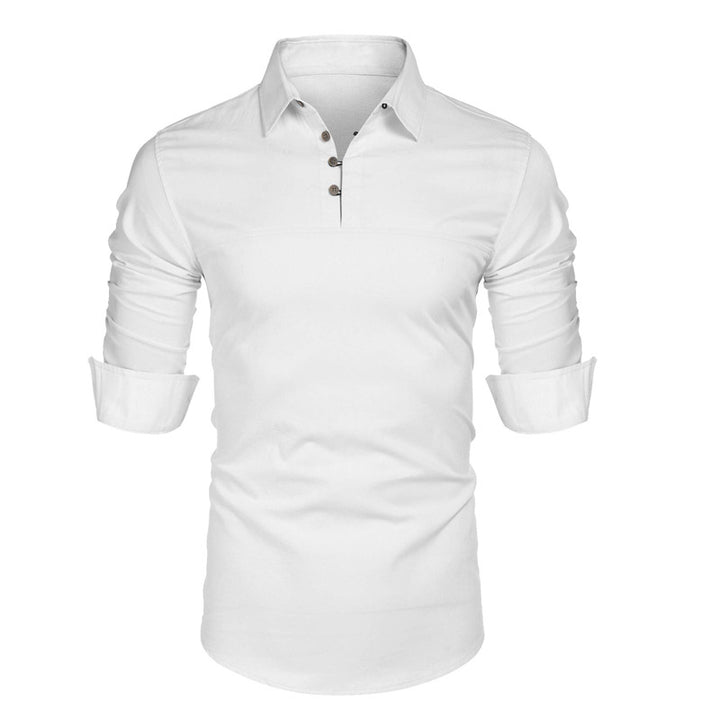 Herren elegantes Langarmhemd mit Knopfdetails Echoarchiv