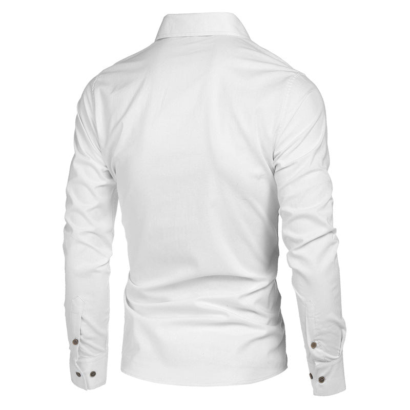 Herren elegantes Langarmhemd mit Knopfdetails Echoarchiv