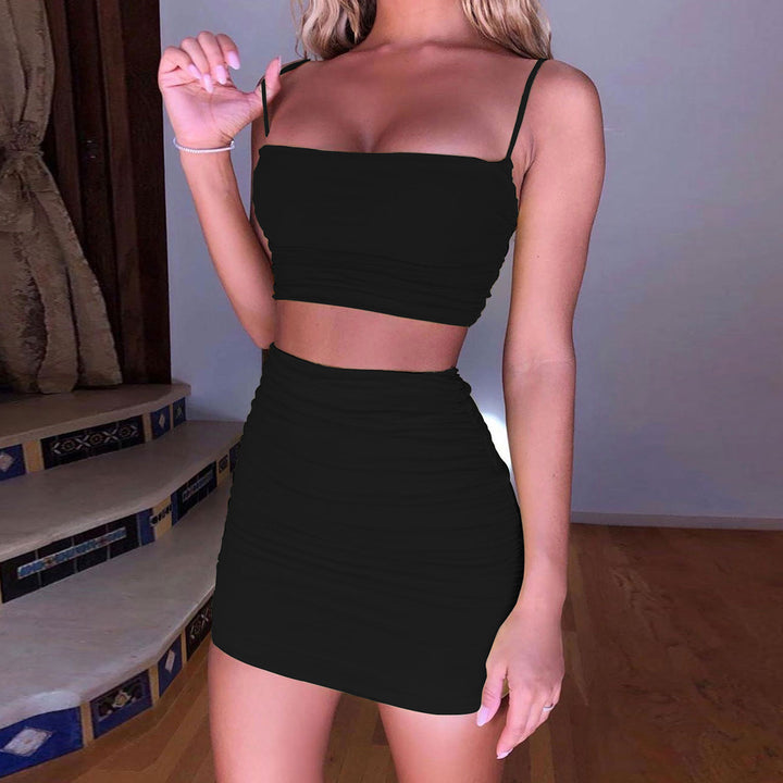 Damen Zweiteiliges Set aus gerafftem Crop-Top und Minirock Echo Archiv