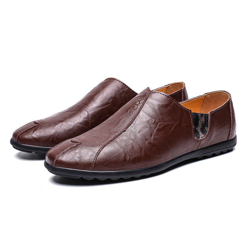 Herren Weicher Leder-Slip-On Loafer mit quadratischer Zehenform, elastischen Einsätzen und gepolstertem Komfortfußbett Echoarhiv – Tavélo